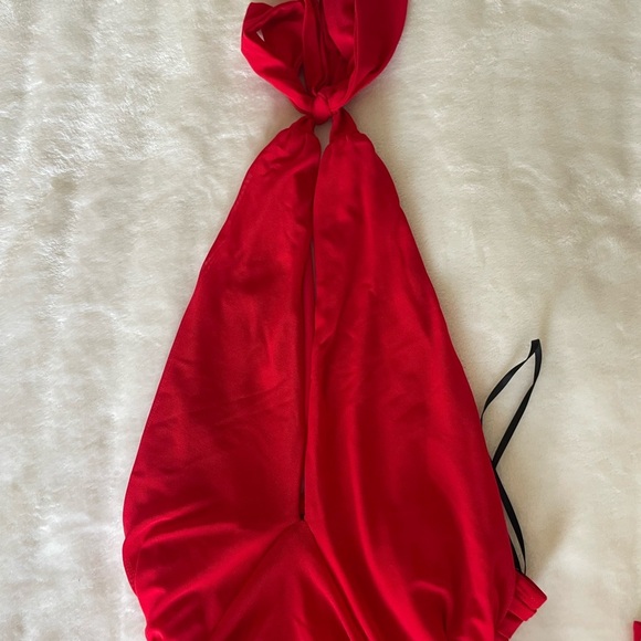 Hello Molly Halter Mesh Vibrant Red Mini Dress - Picture 5 of 11